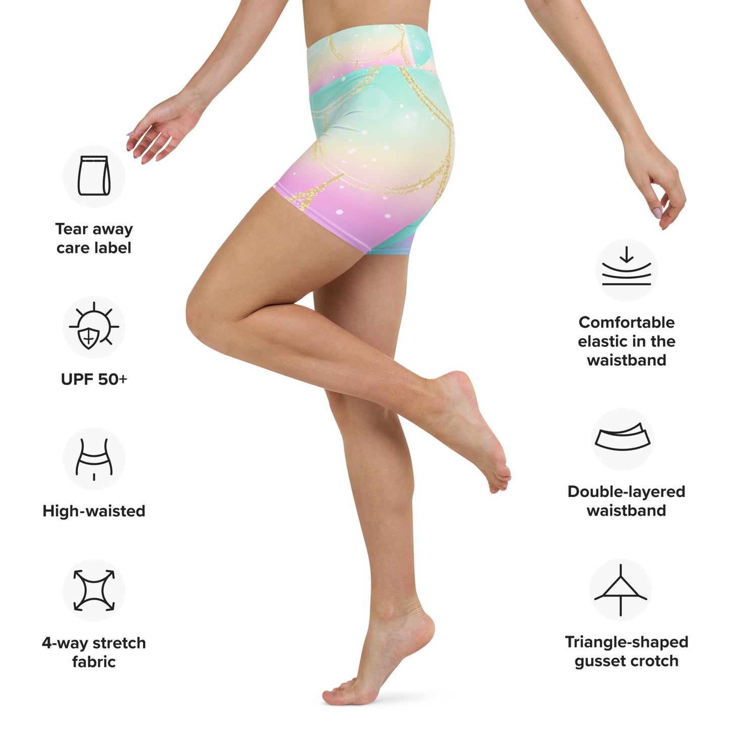 rainbow scales yoga shorts