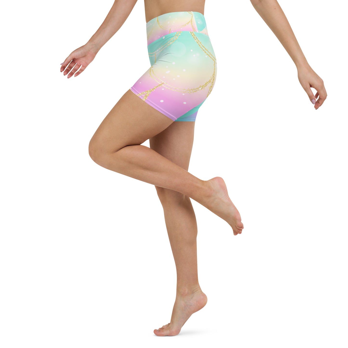 rainbow scales yoga shorts