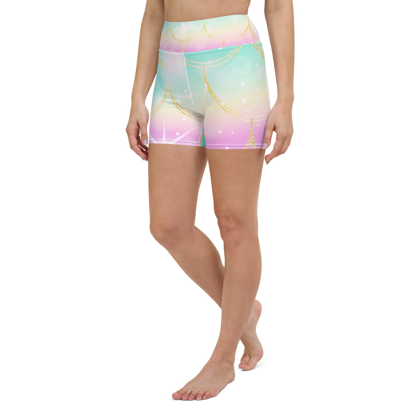 rainbow scales yoga shorts