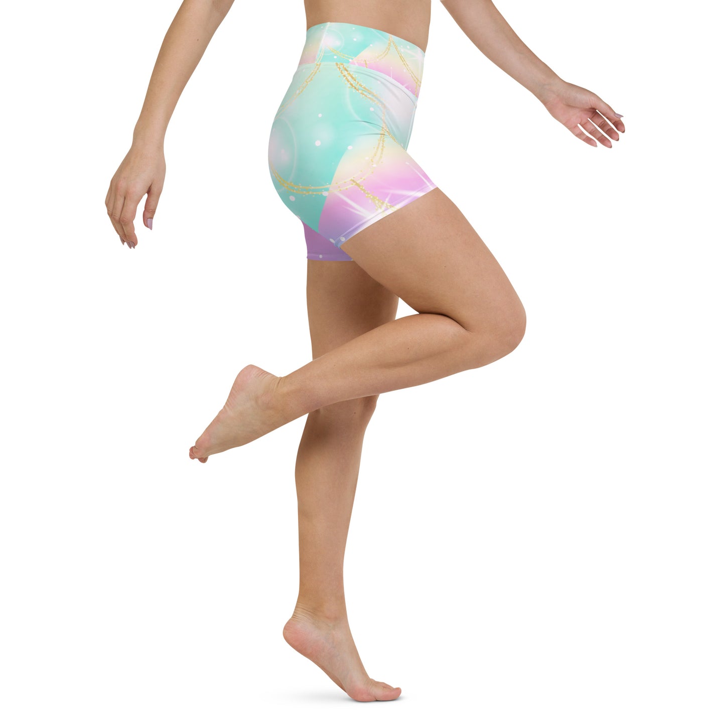 rainbow scales yoga shorts