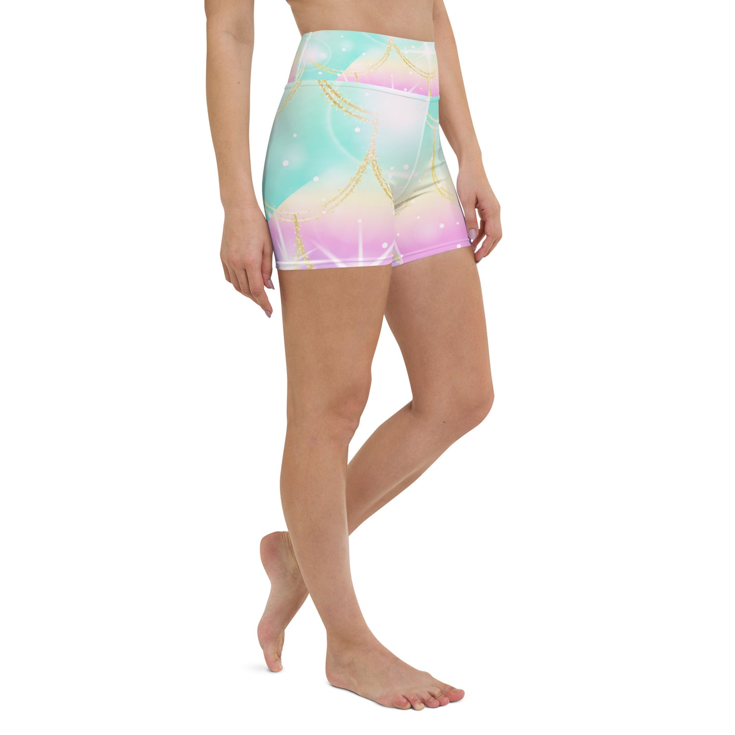 rainbow scales yoga shorts