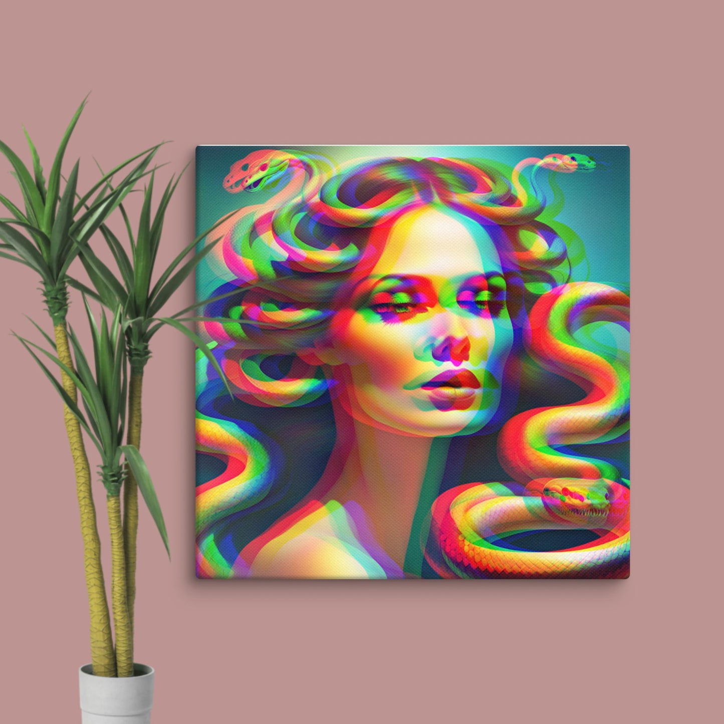 trippy medusa canvas print
