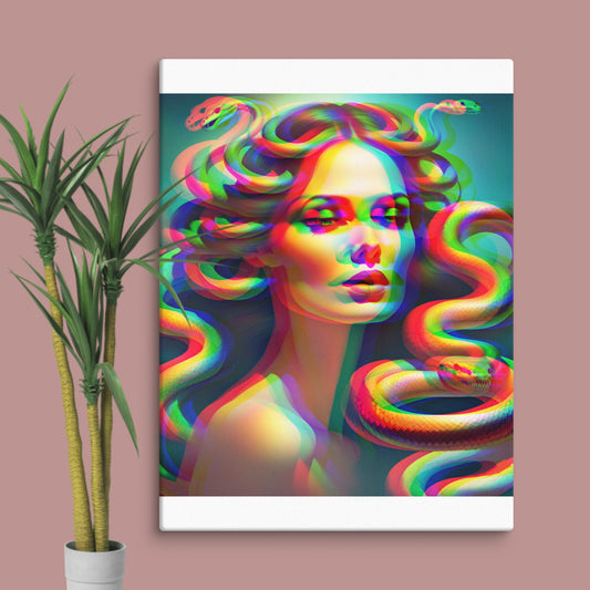 trippy medusa canvas print