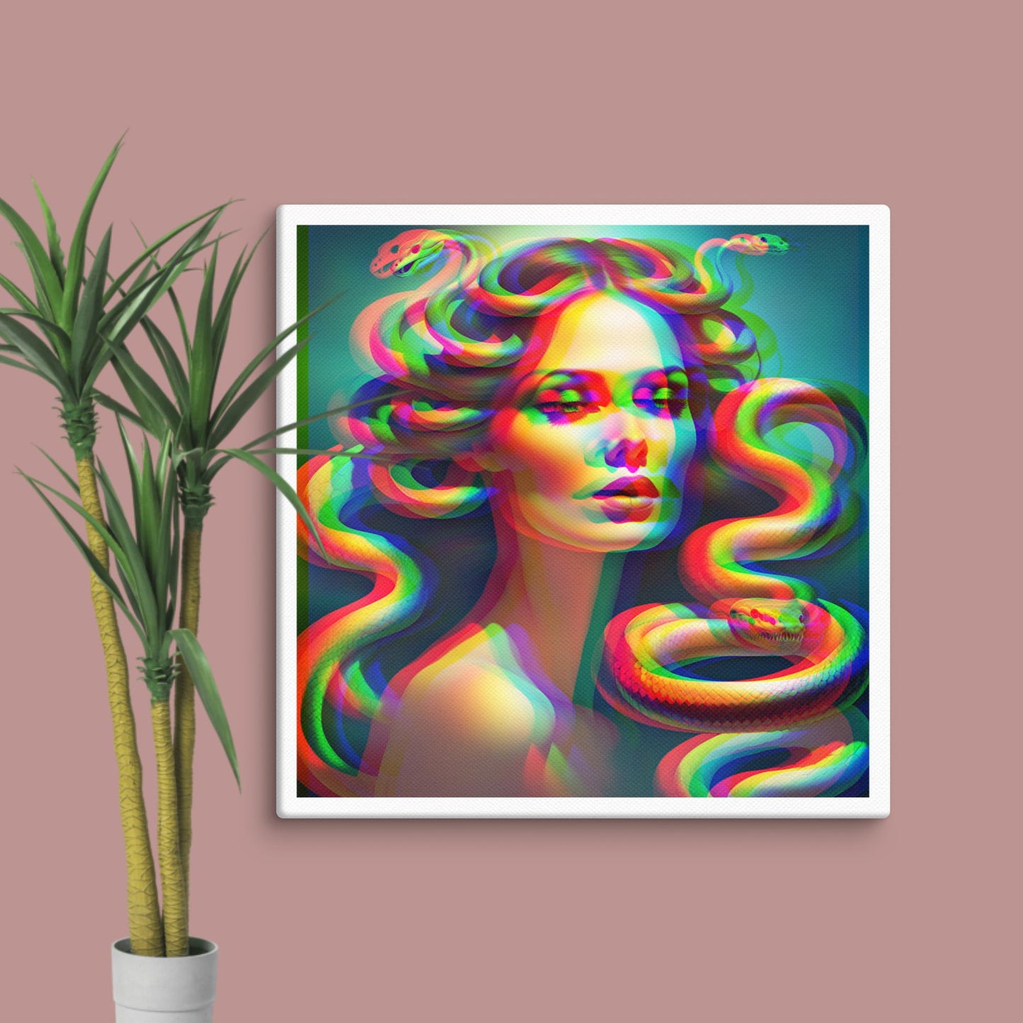 trippy medusa canvas print