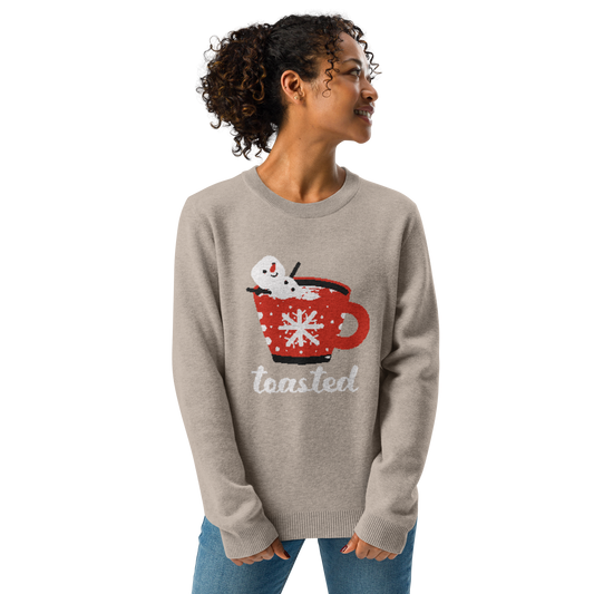 toasted snowman knitted crew neck sweater