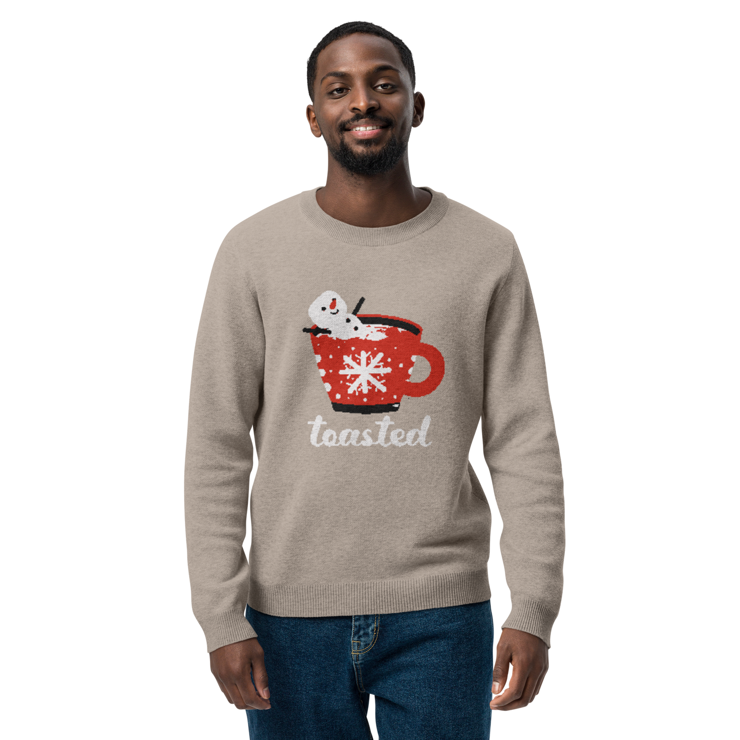 toasted snowman knitted crew neck sweater