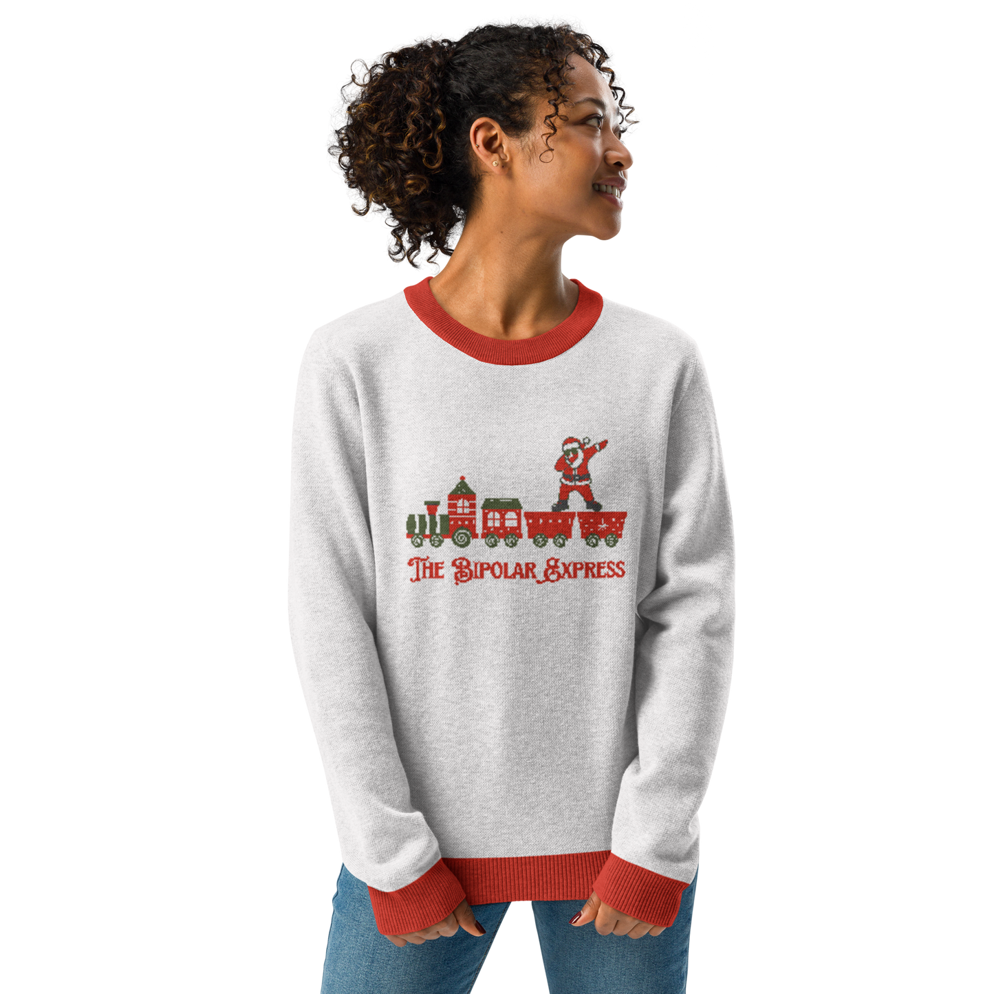 bipolar express knitted crew neck sweater