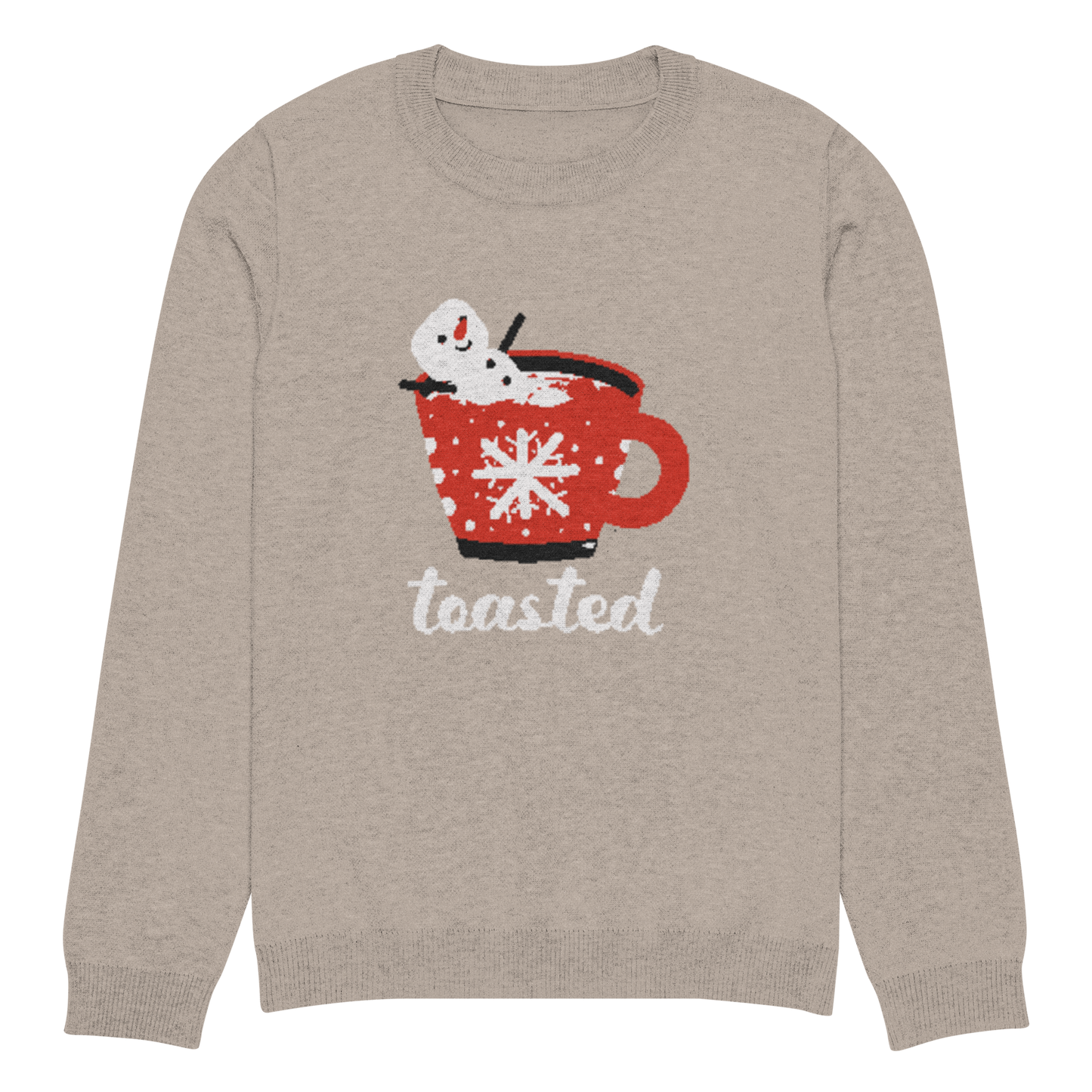 toasted snowman knitted crew neck sweater