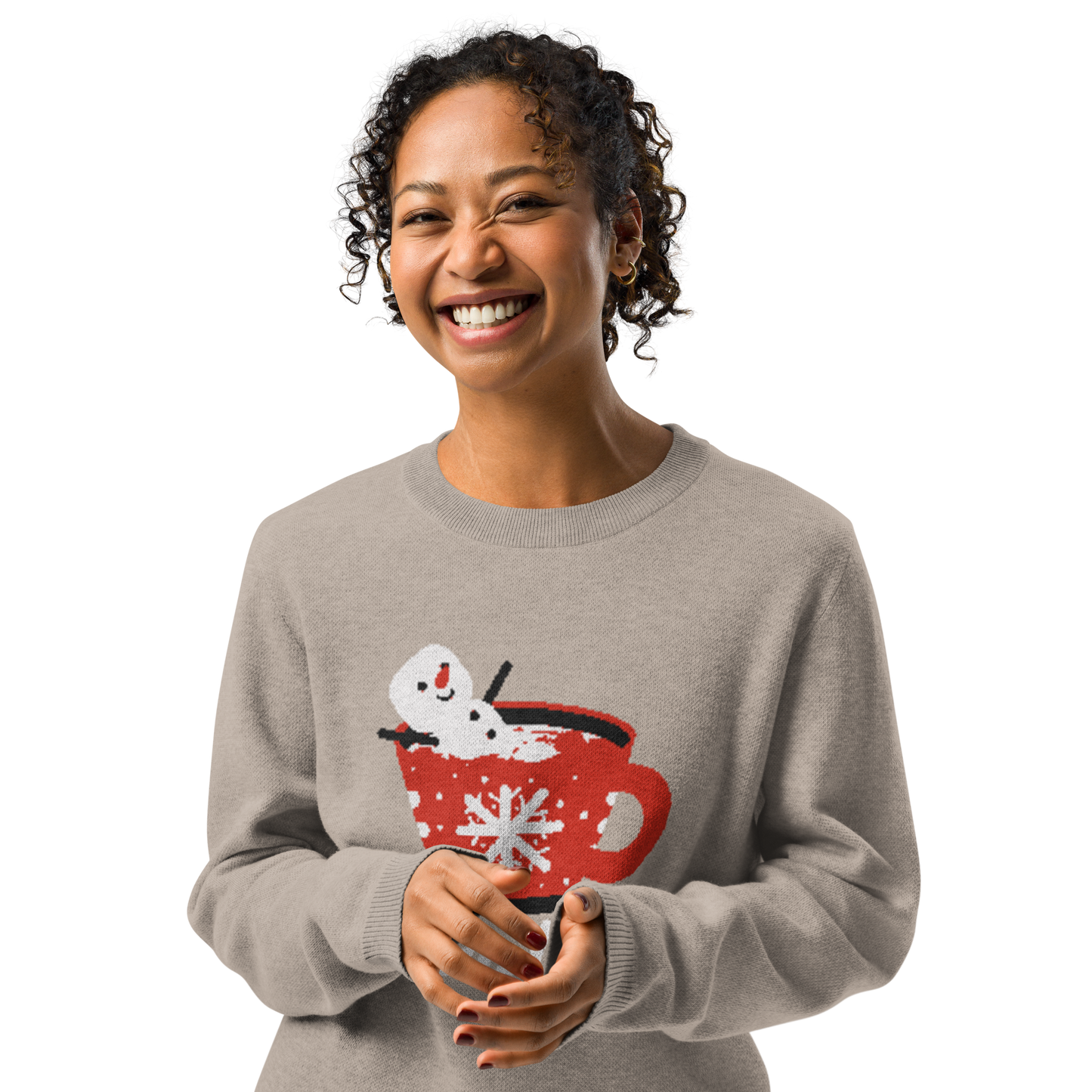 toasted snowman knitted crew neck sweater