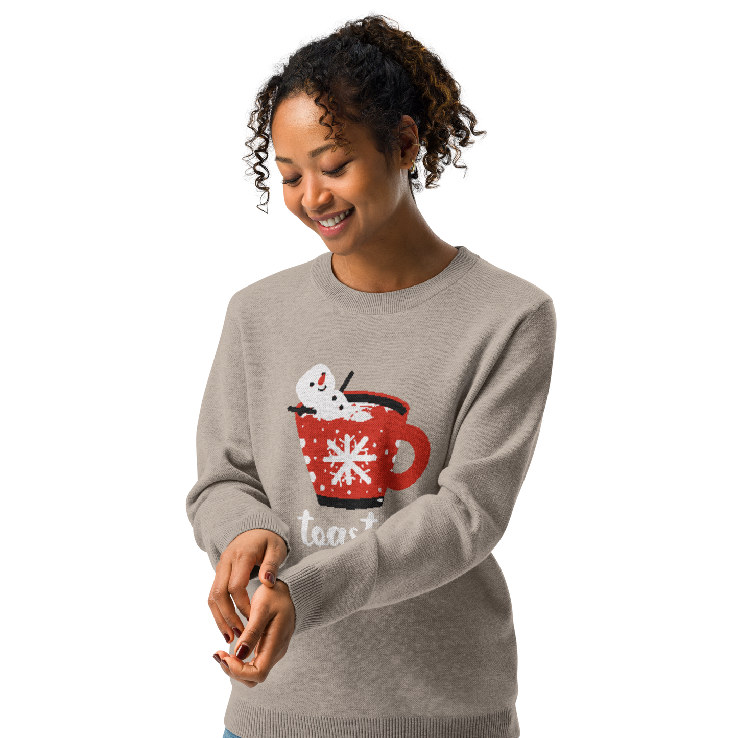 toasted snowman knitted crew neck sweater