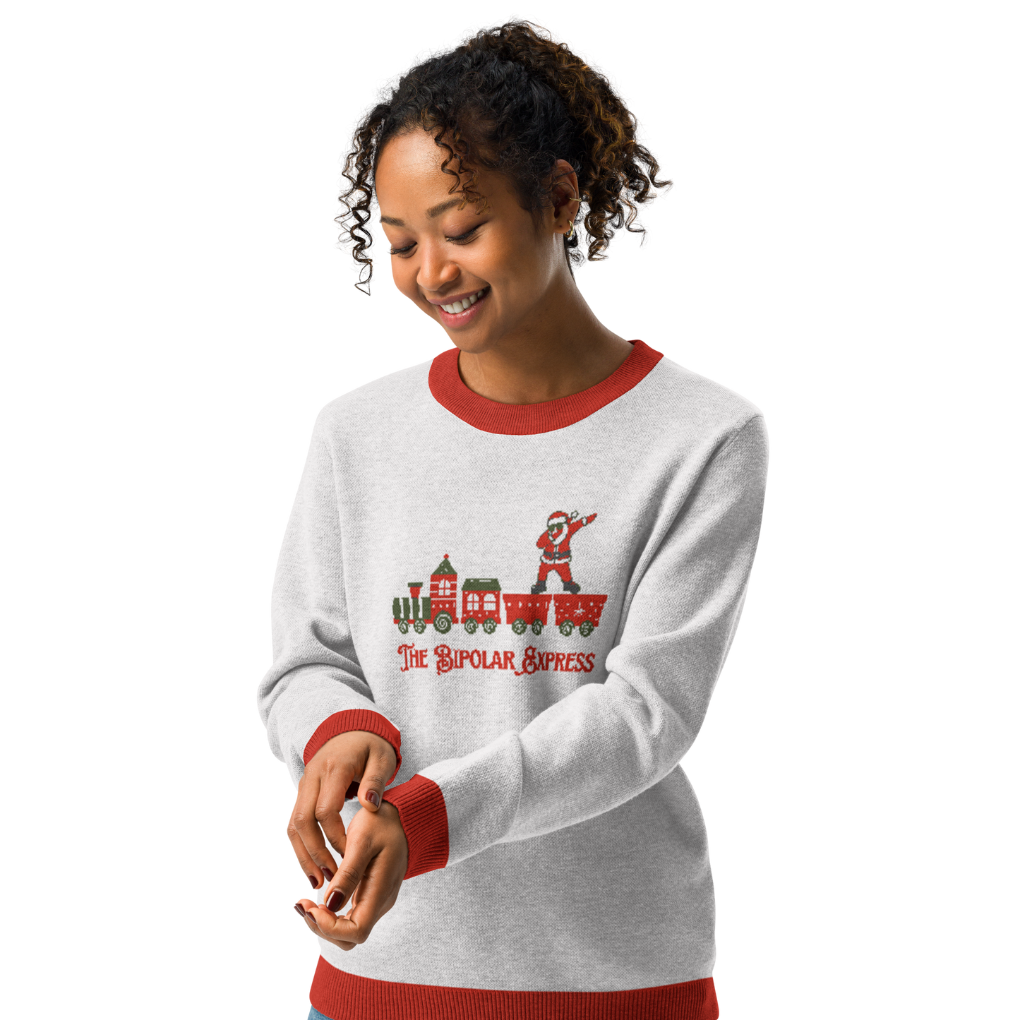 bipolar express knitted crew neck sweater