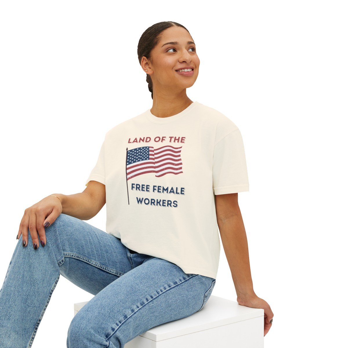 LAND OF THE FREE BOXY TEE-11187777965856718311