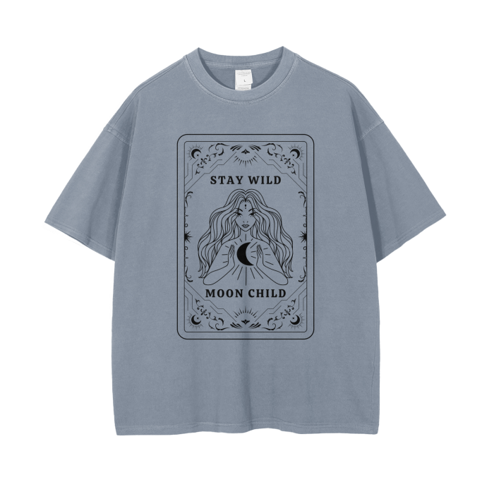 moon child tarot vintage wash drop shoulder t-shirt