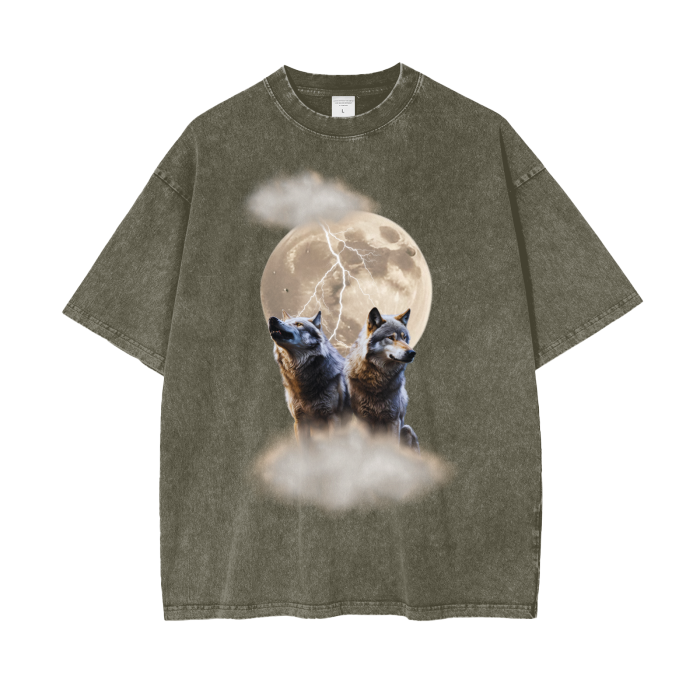 night wolves acid wash oversized t-shirt