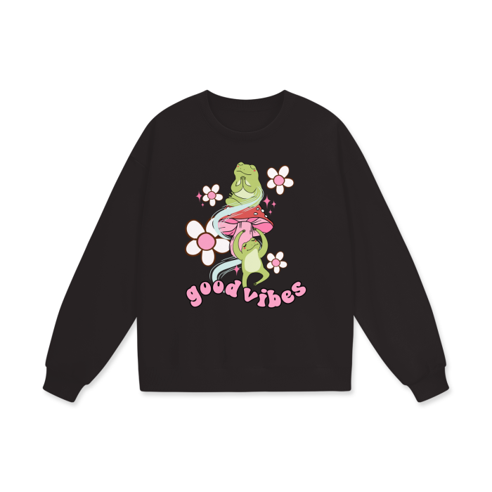 good vibes frog heavyweight oversized sweatshirt