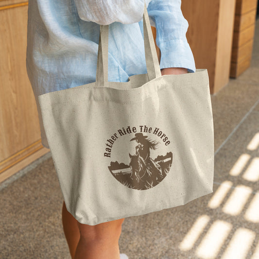 rather ride the horse tote bag
