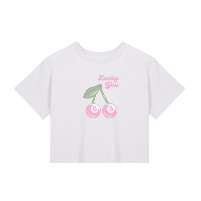 LUCKY YOU 8 BALL CHERRIES BABY TEE-240706PODNU0185#006