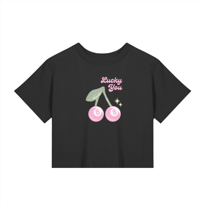 LUCKY YOU 8 BALL CHERRIES BABY TEE-240706PODNU0185#006