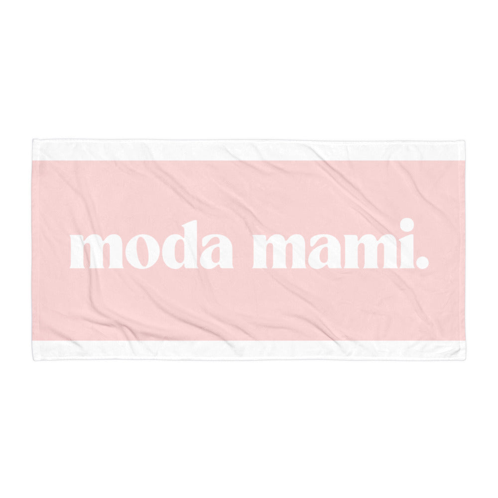 moda mami pink + white towel