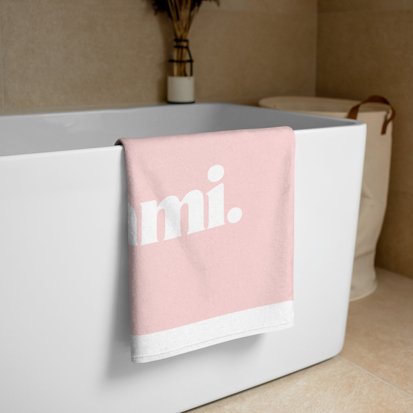 moda mami pink + white towel