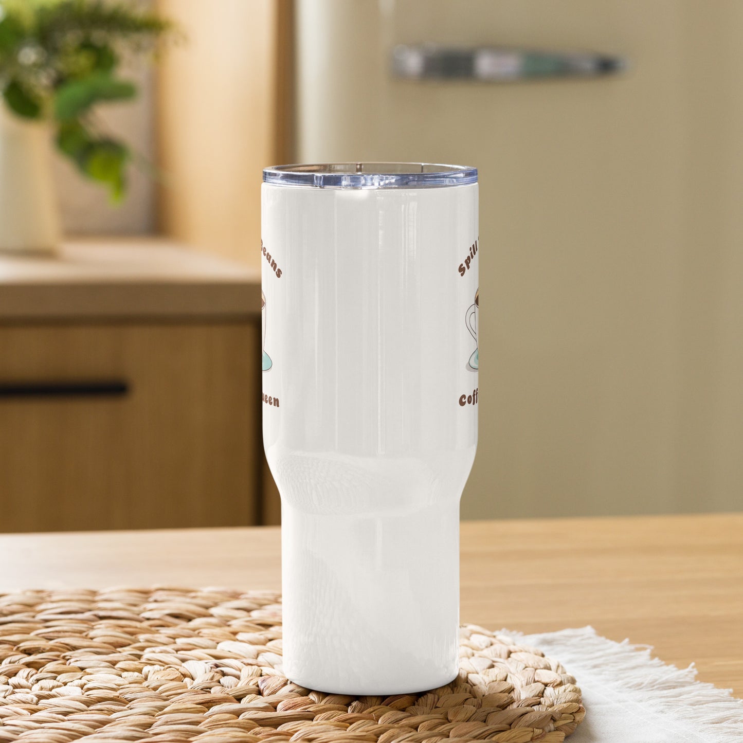 spill the beans travel mug