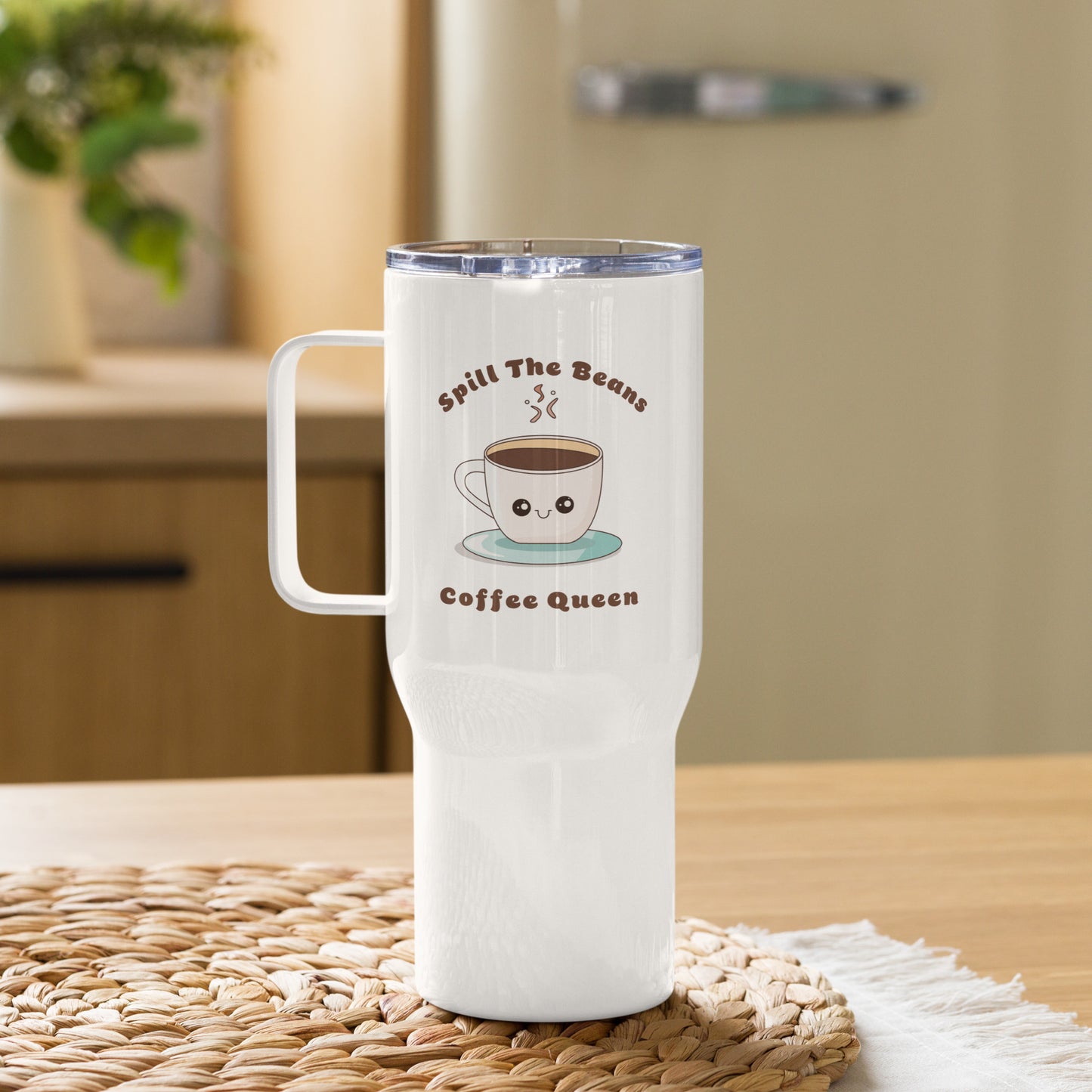 spill the beans travel mug