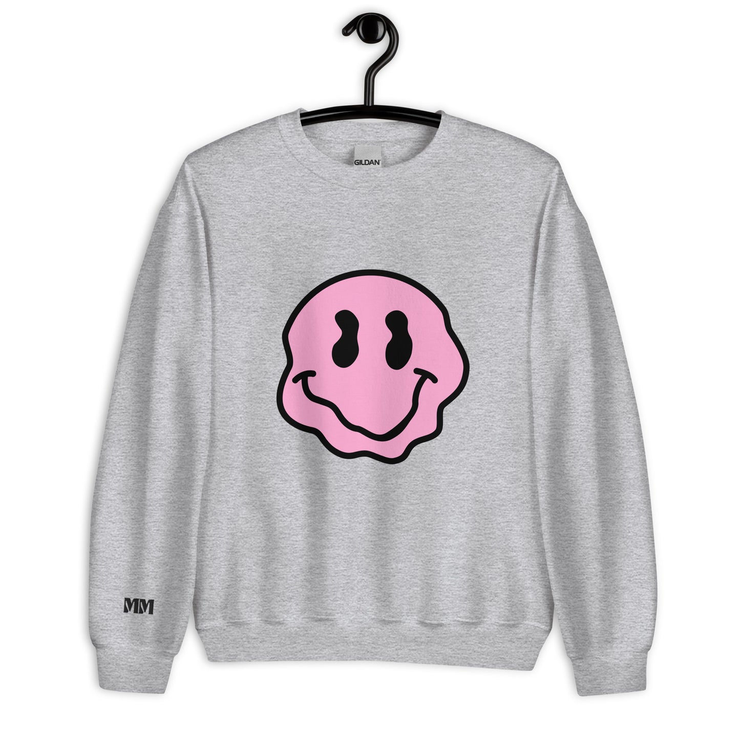 pink melted smiley sweatshirt