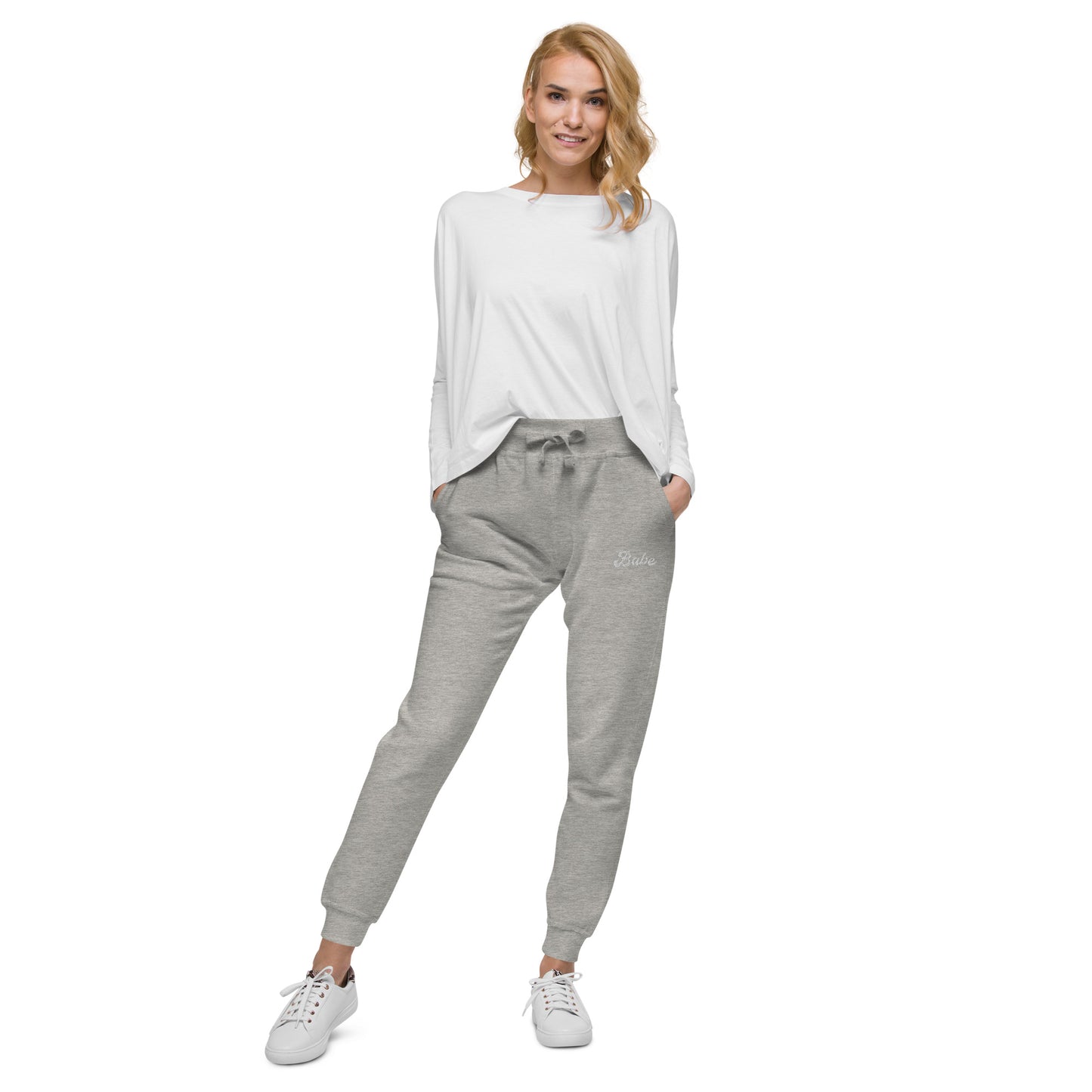 babe fleece sweatpants (white text)