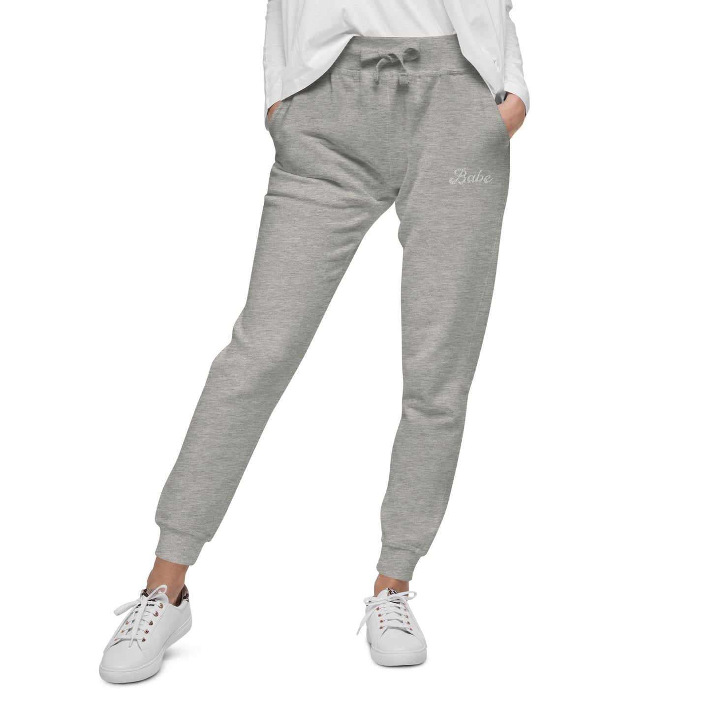 babe fleece sweatpants (white text)