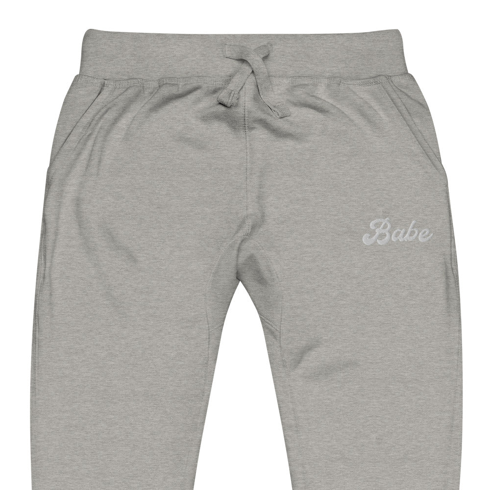 babe fleece sweatpants (white text)