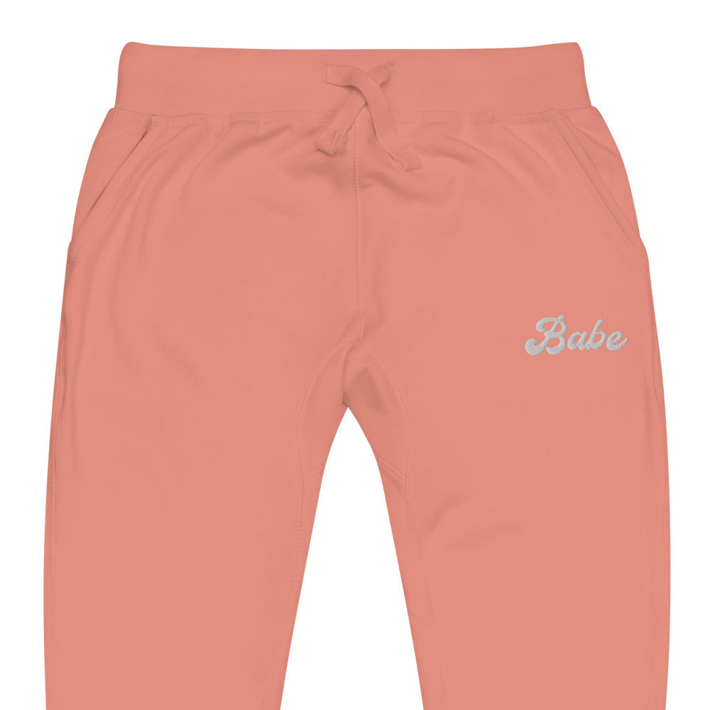 babe fleece sweatpants (white text)