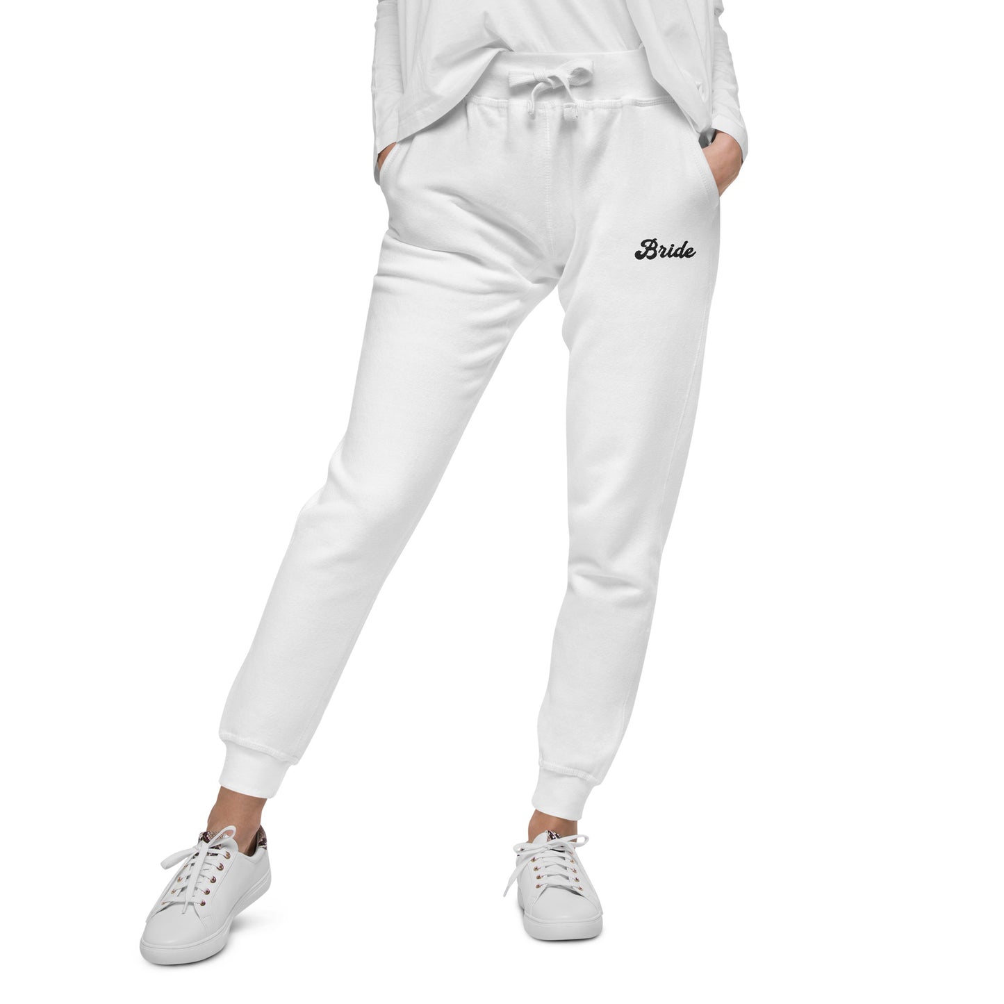 bride fleece sweatpants (black text)