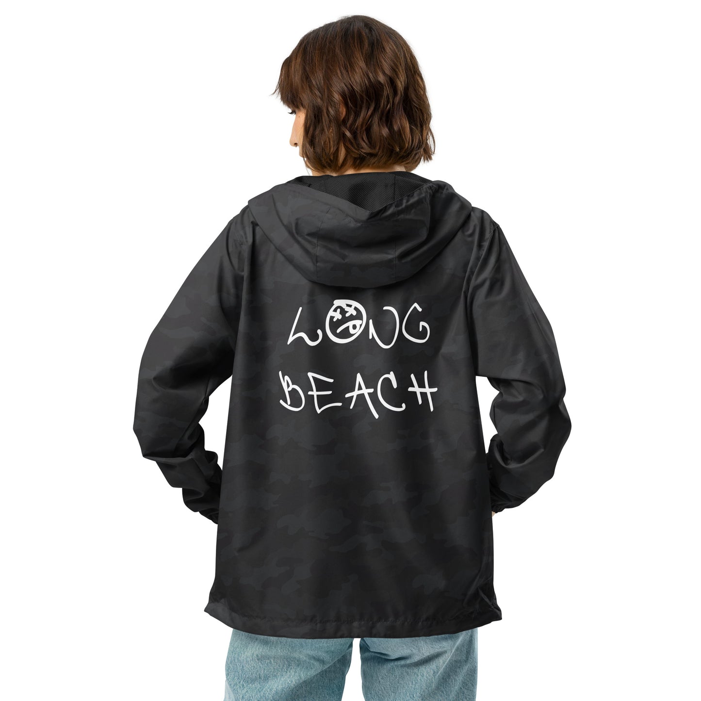 long beach graffiti lightweight zip up windbreaker (unisex)