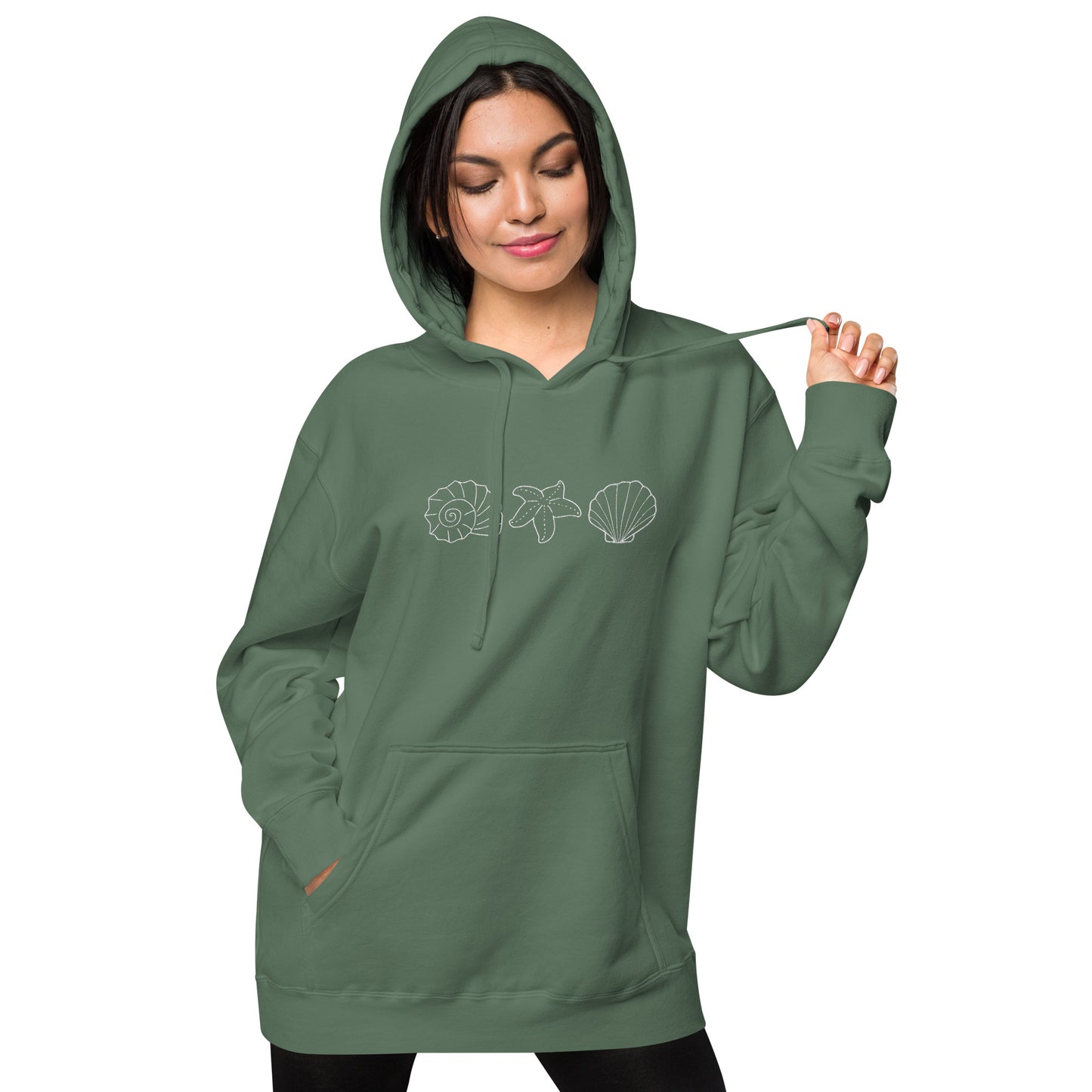 sea shells pigment-dyed hoodie