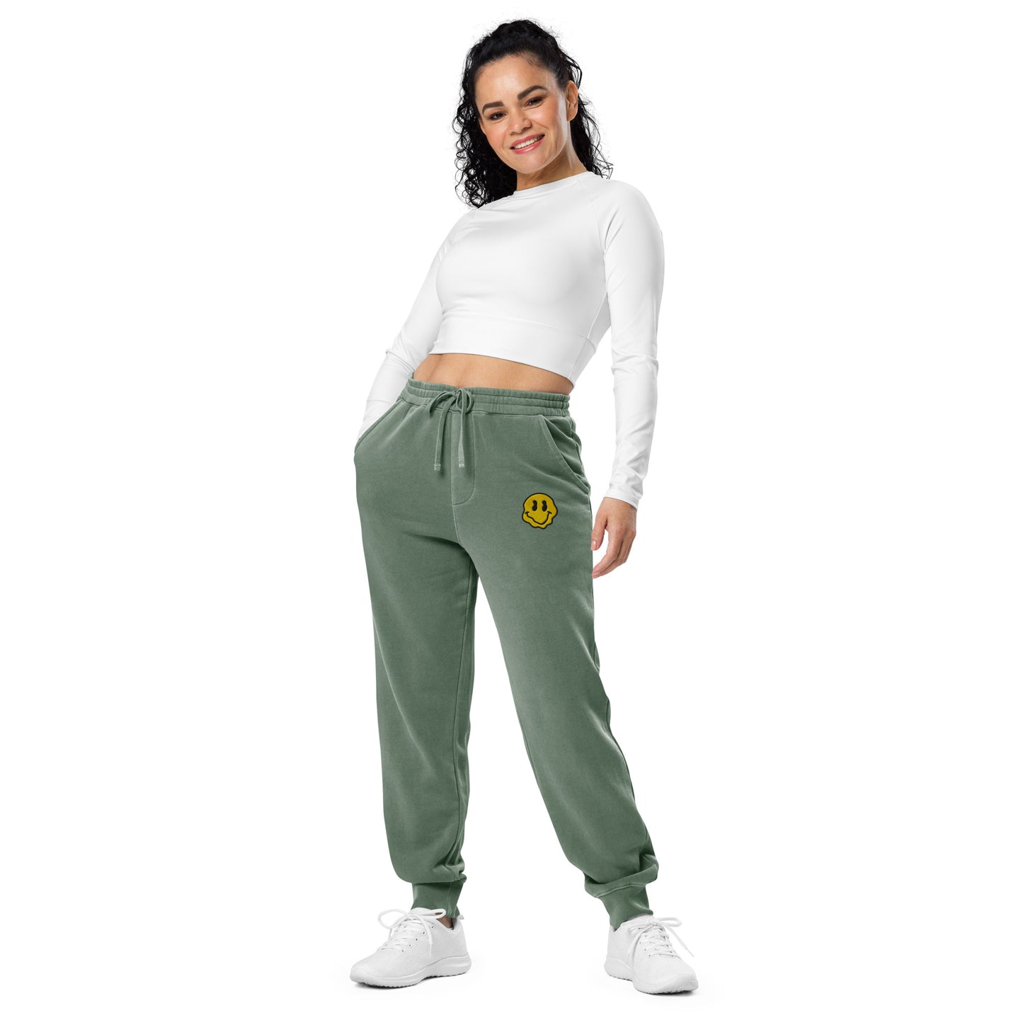 droopy smile pigment-dyed sweatpants