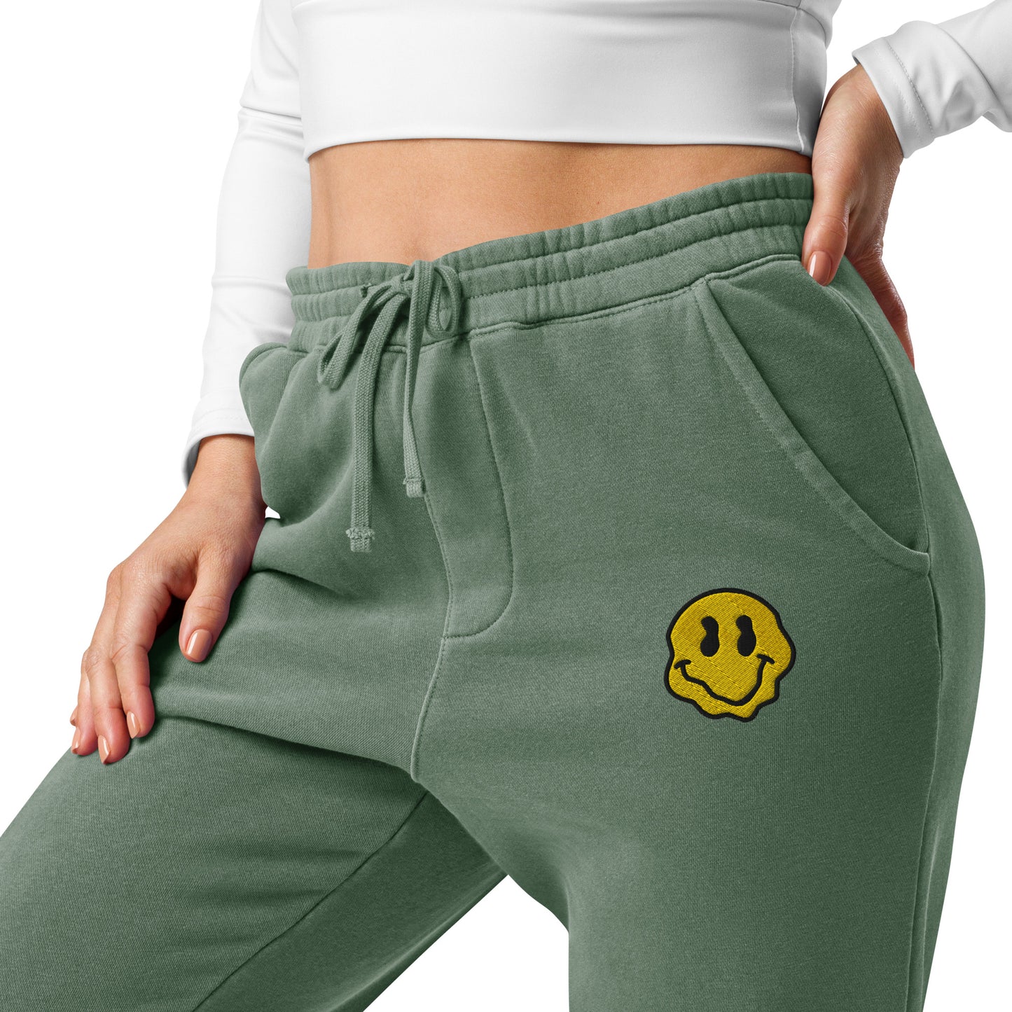 droopy smile pigment-dyed sweatpants