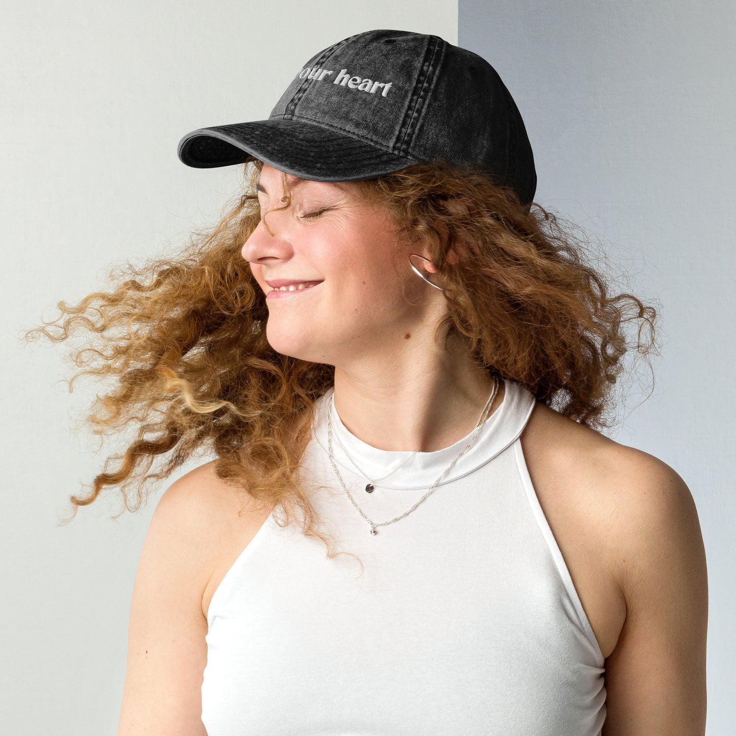 bless your heart embroidered faded jean cap