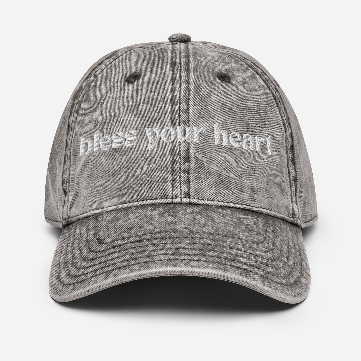 bless your heart embroidered faded jean cap