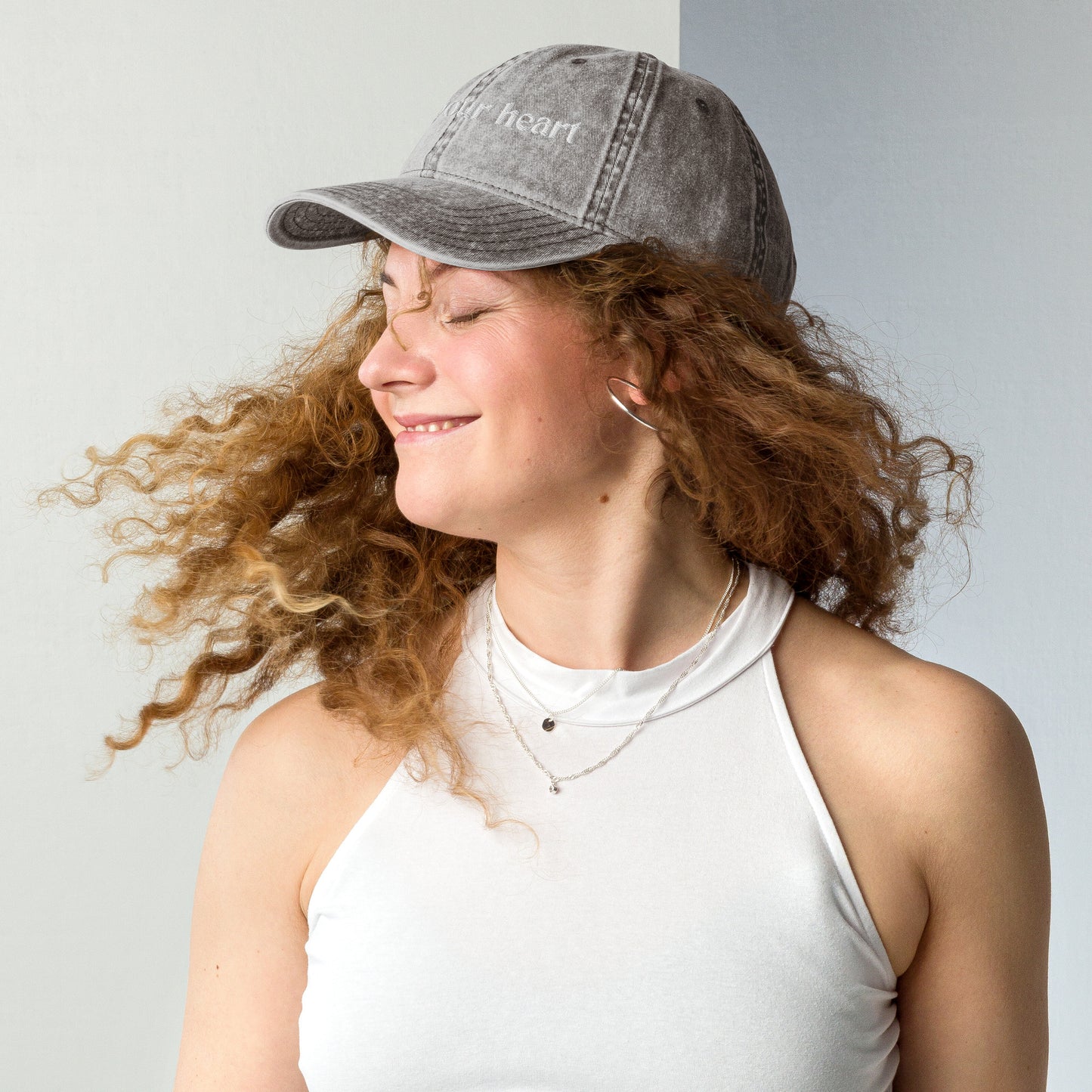 bless your heart embroidered faded jean cap