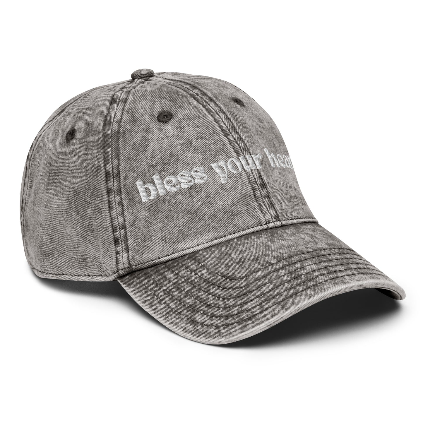 bless your heart embroidered faded jean cap