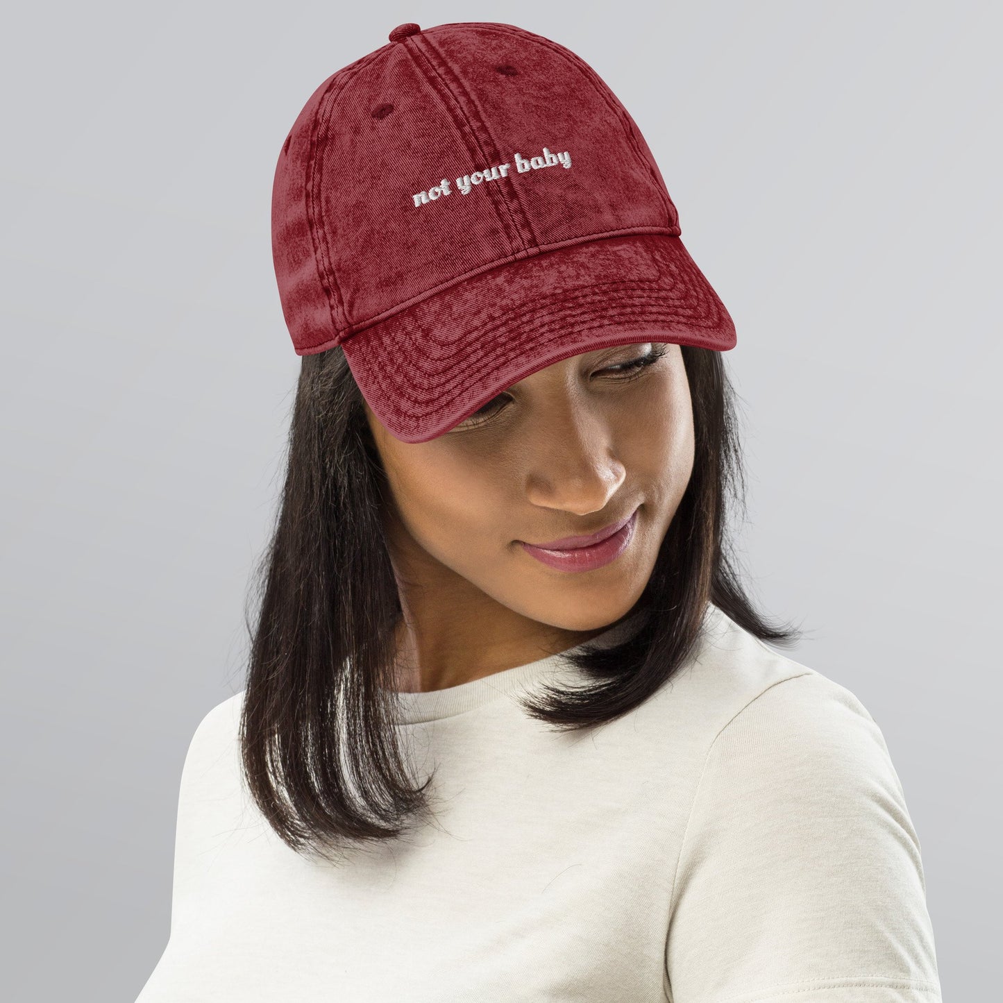 NOT YOUR BABY VINTAGE CAP-66883A1D013ED_Maroon