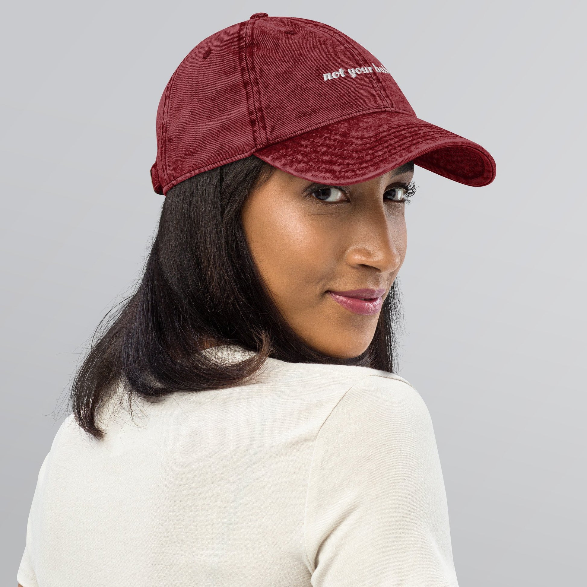 NOT YOUR BABY VINTAGE CAP-66883A1D013ED_Maroon