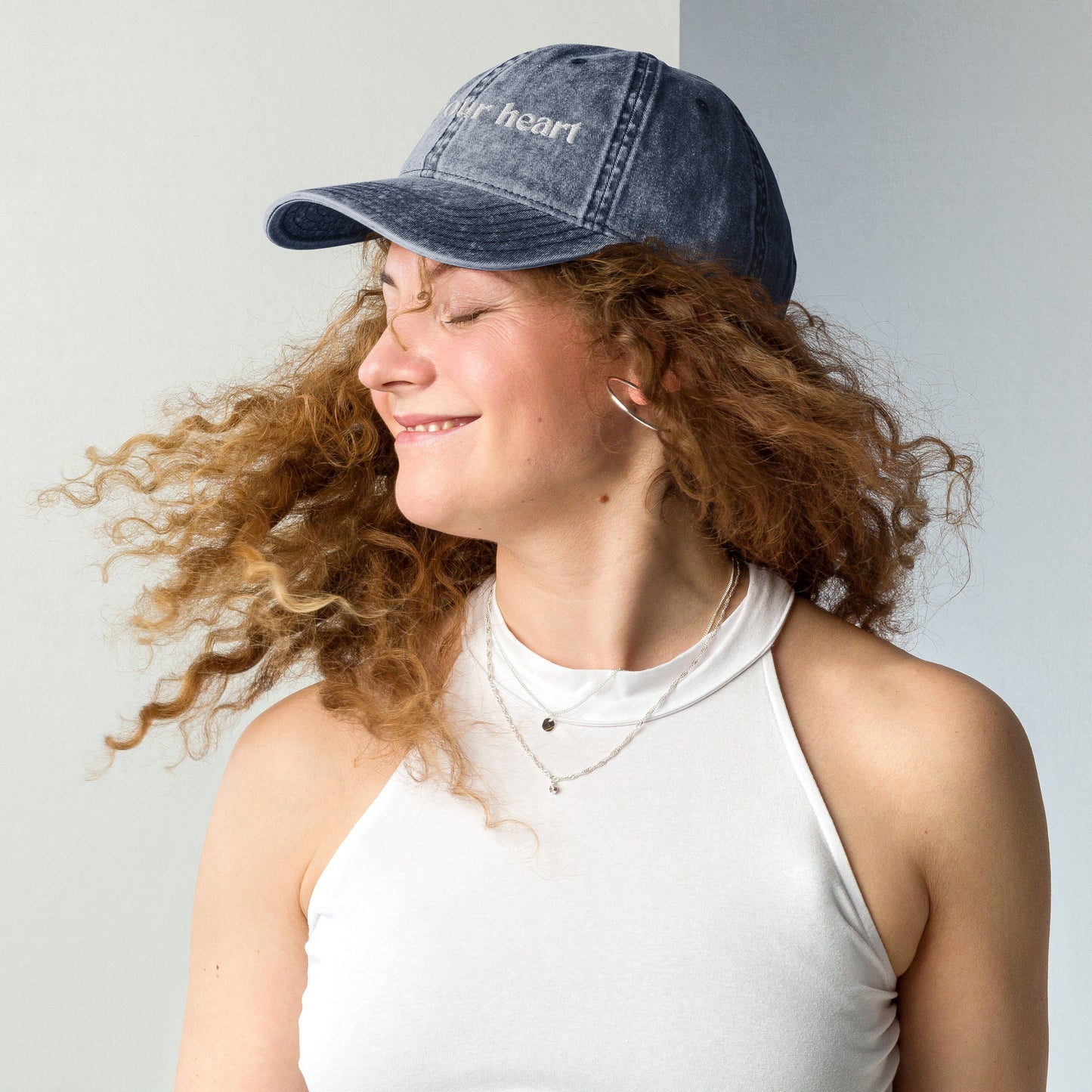 bless your heart embroidered faded jean cap