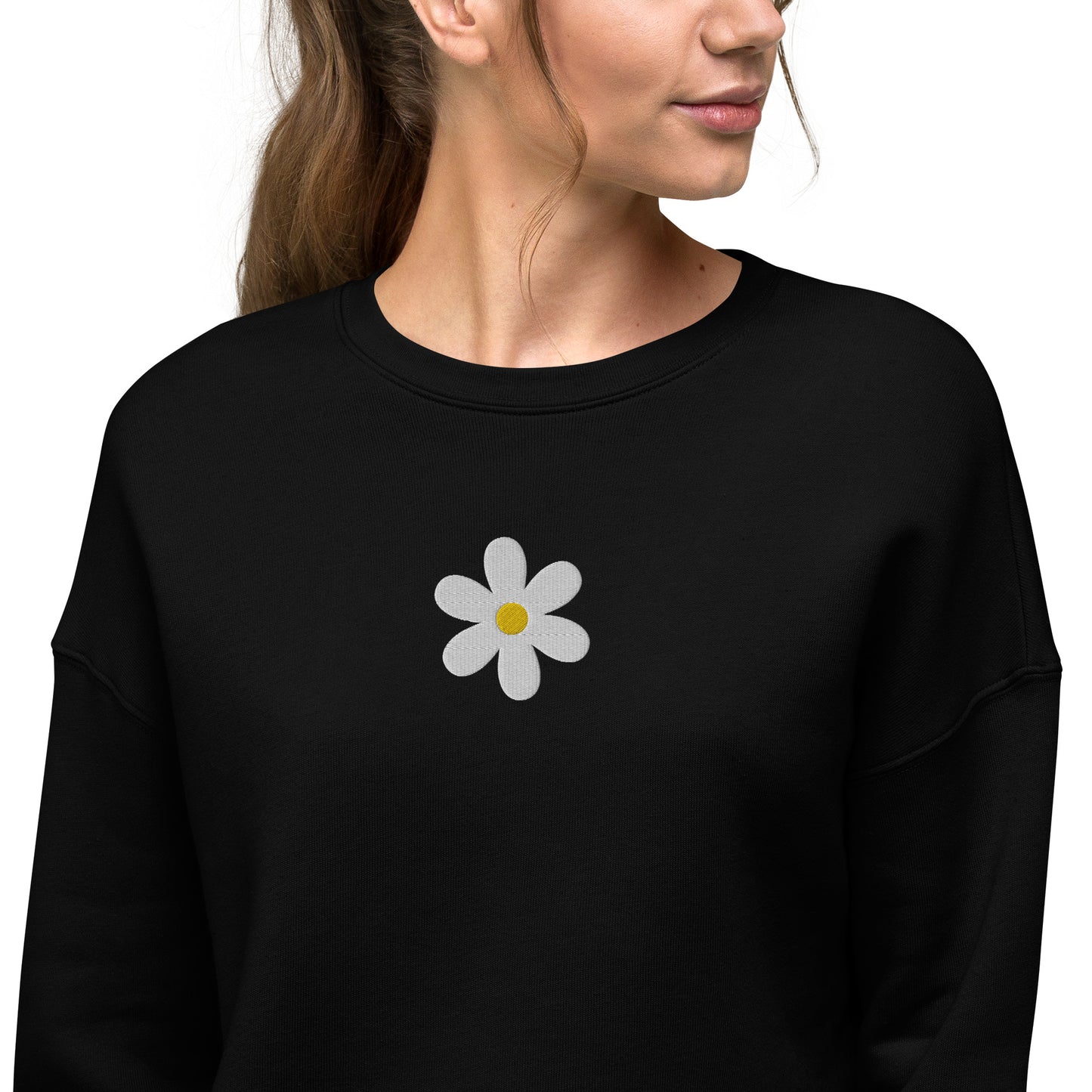 embroidered daisy cropped sweatshirt