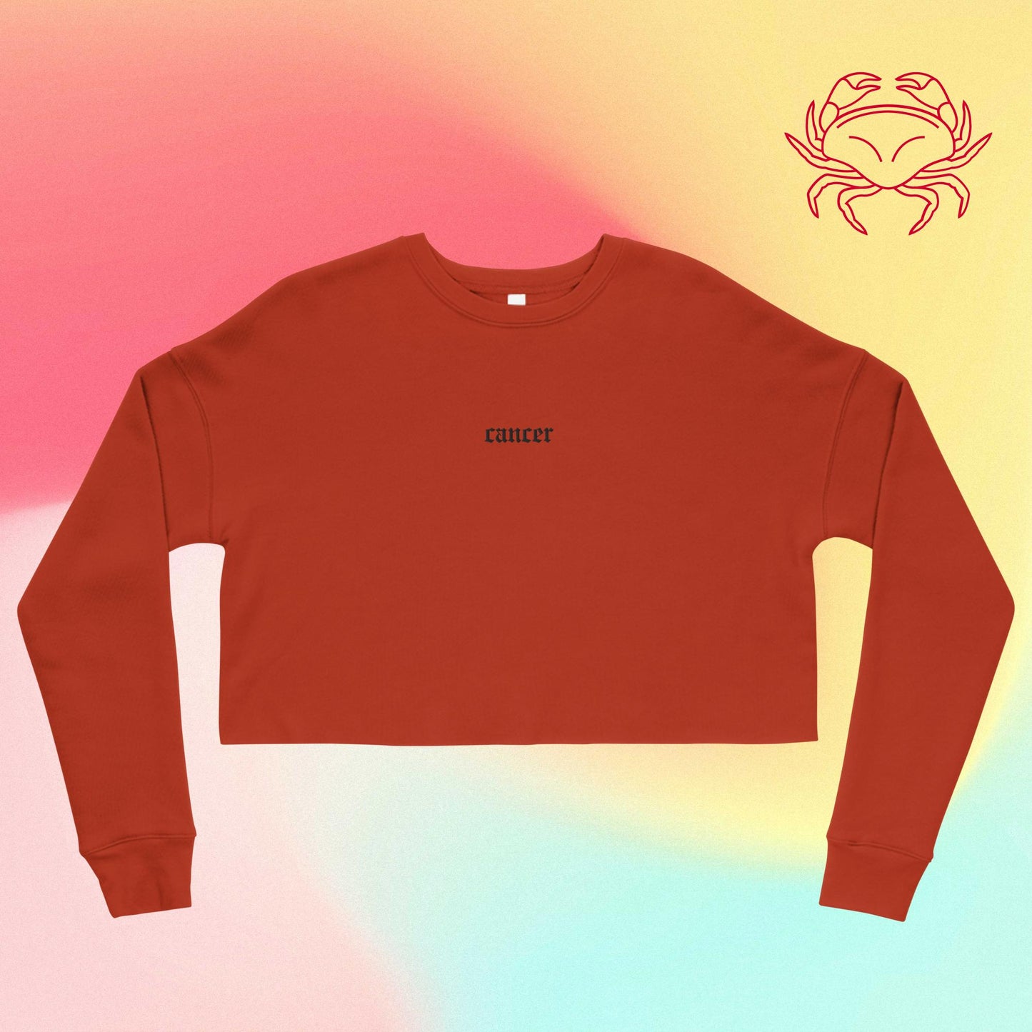 cancer embroidered + cropped sweatshirt