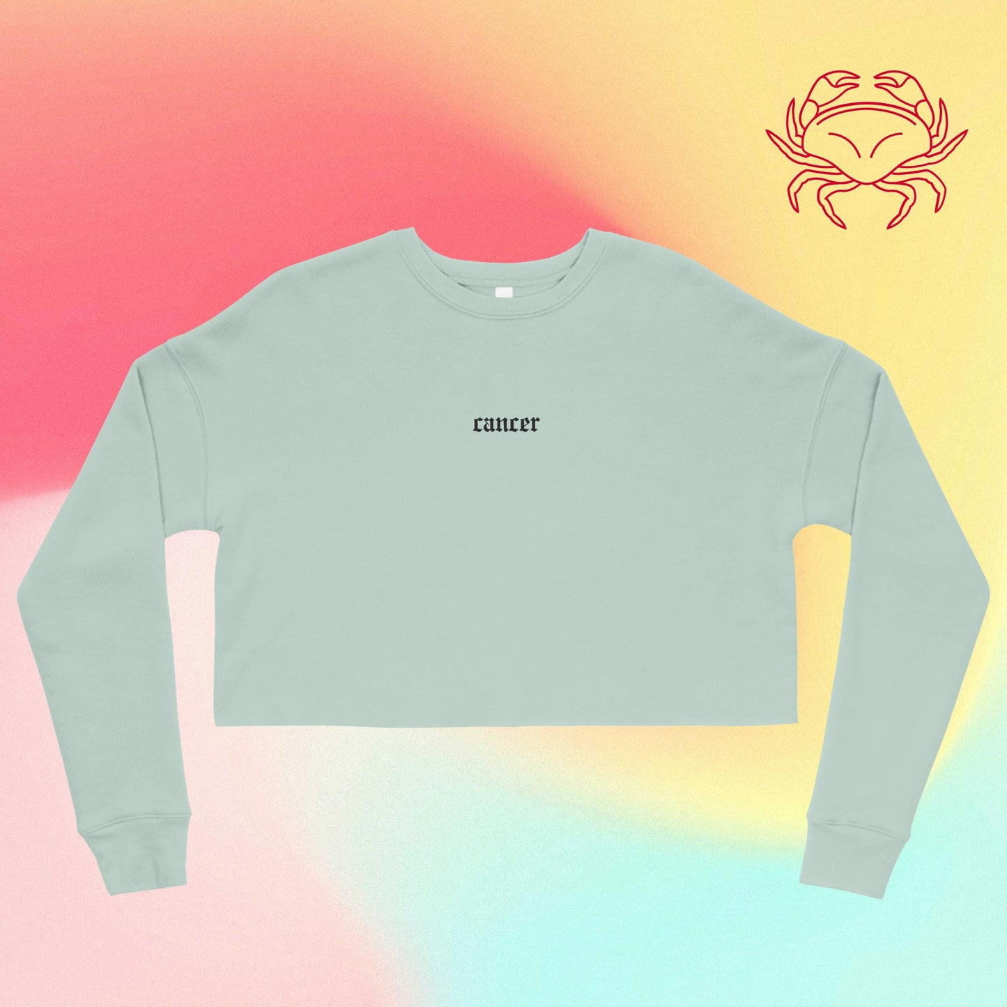 cancer embroidered + cropped sweatshirt