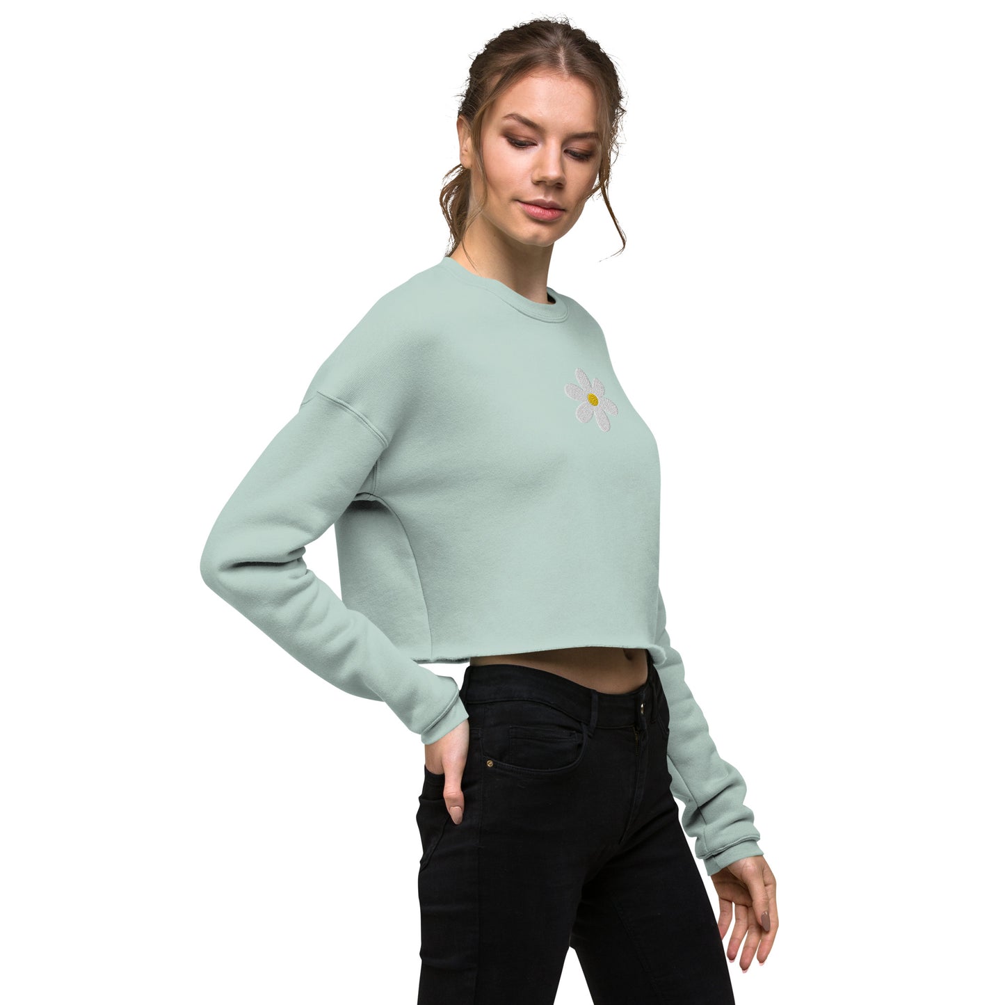 embroidered daisy cropped sweatshirt