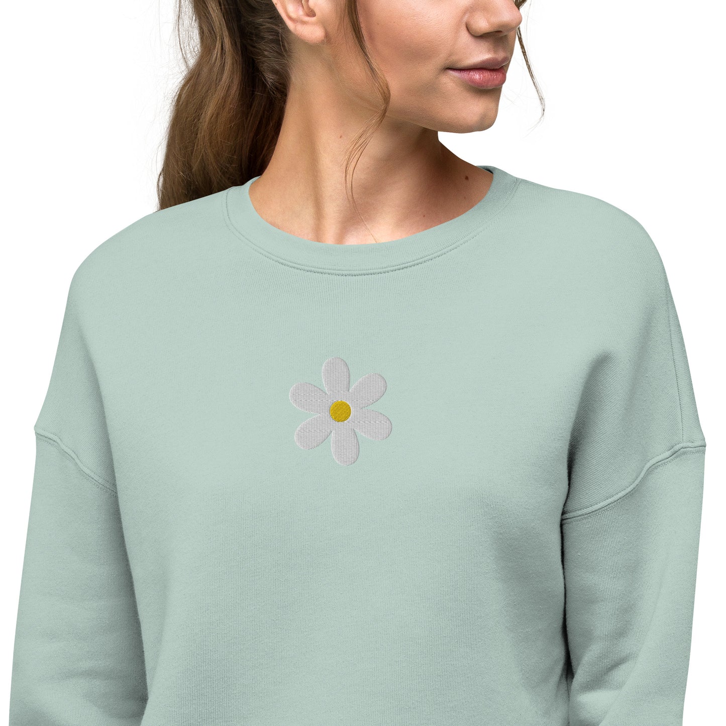 embroidered daisy cropped sweatshirt