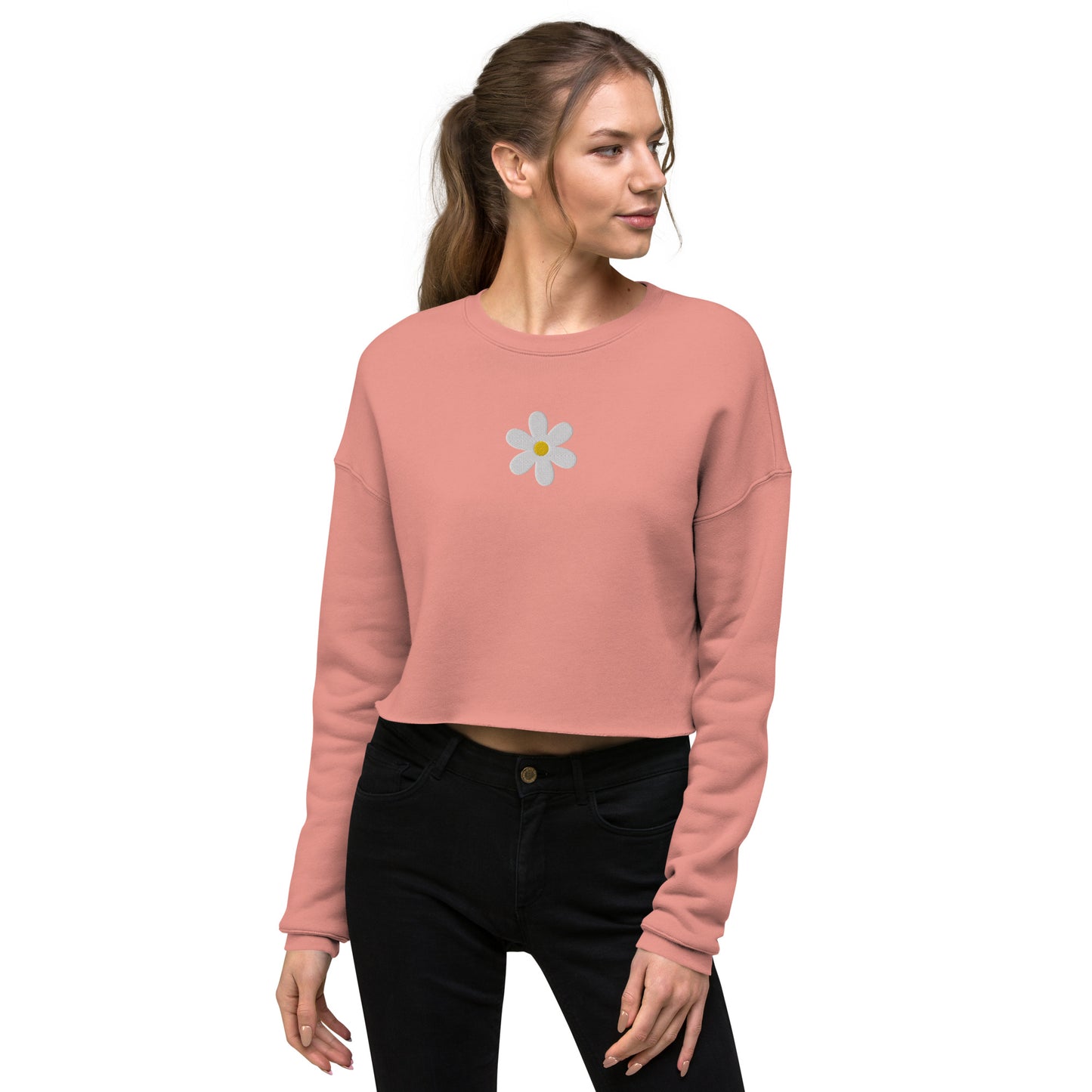 embroidered daisy cropped sweatshirt