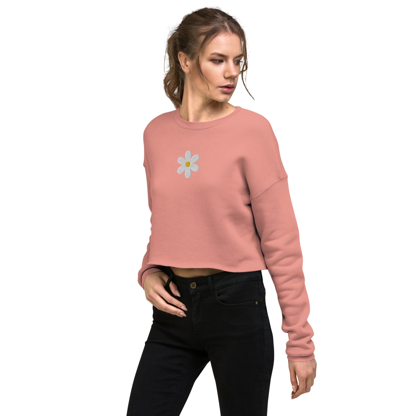 embroidered daisy cropped sweatshirt